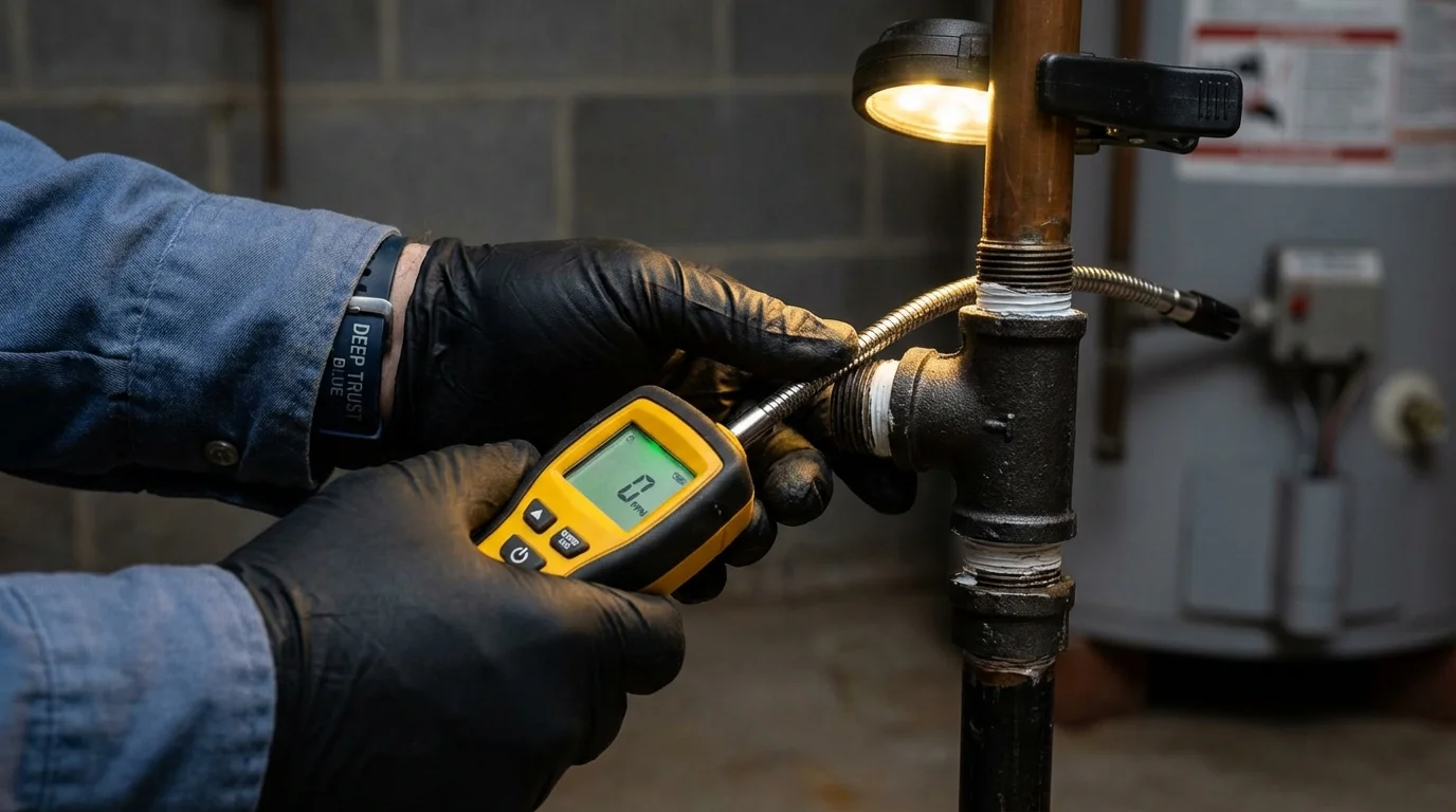 Gas leak detection with electronic sniffer by Johns Plumbing LLC in Cutler